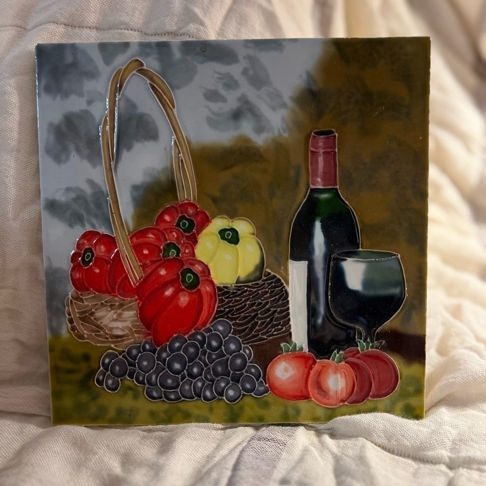 Decorative wine themed wall tile